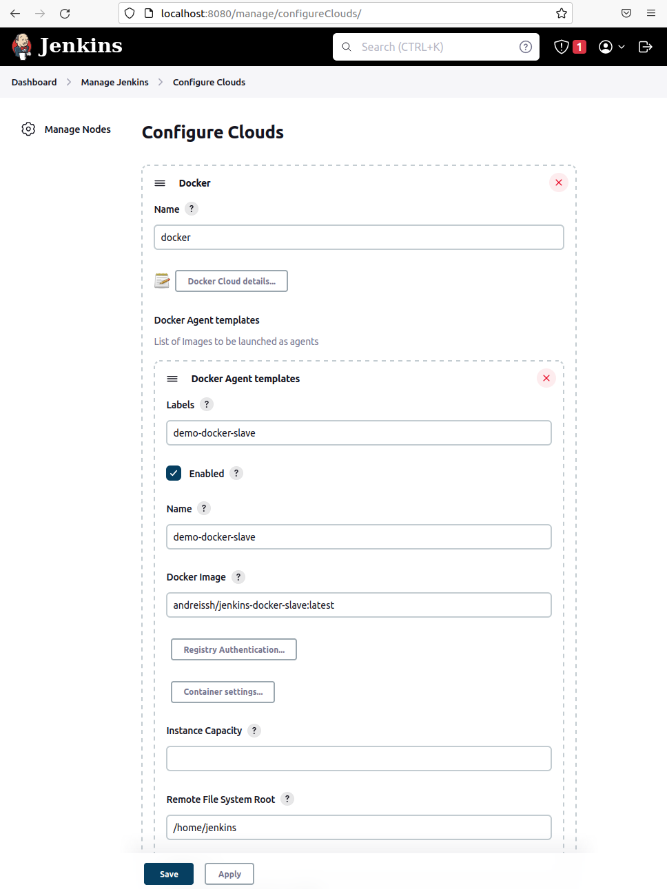 Настройка Jenkins для запуска docker агента изображение с сайта www.eth1.ru