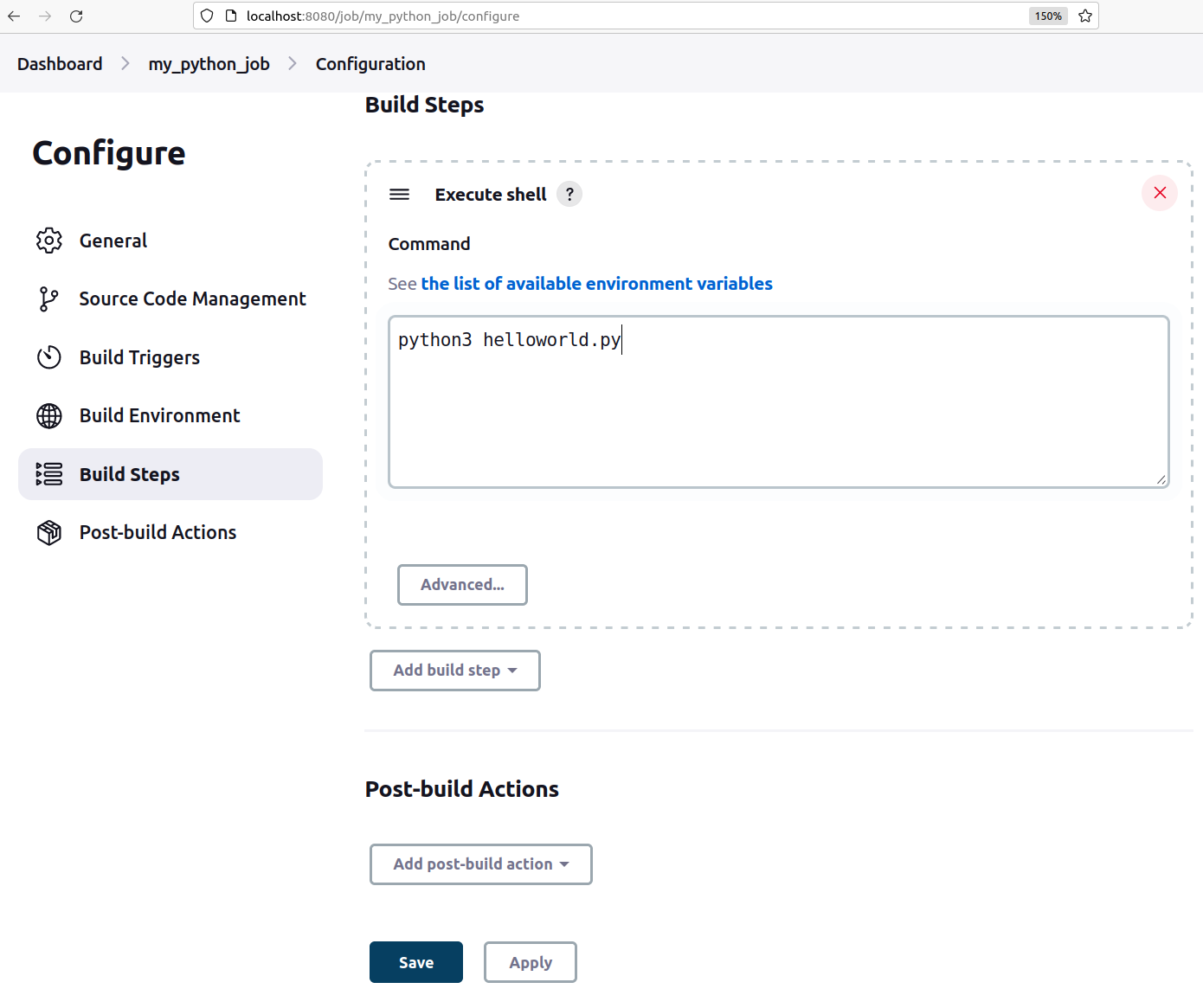Настройка Jenkins для запуска скрипта из github репозитория Build Steps изображение с сайта www.eth1.ru