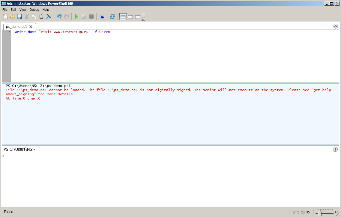 File cannot be loaded because the execution of scripts is disabled
